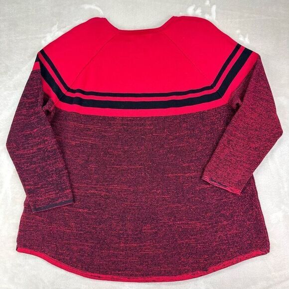 Karen Scott Sweater Women’s 2X Red Crewneck Striped NWT - Picture 2 of 7